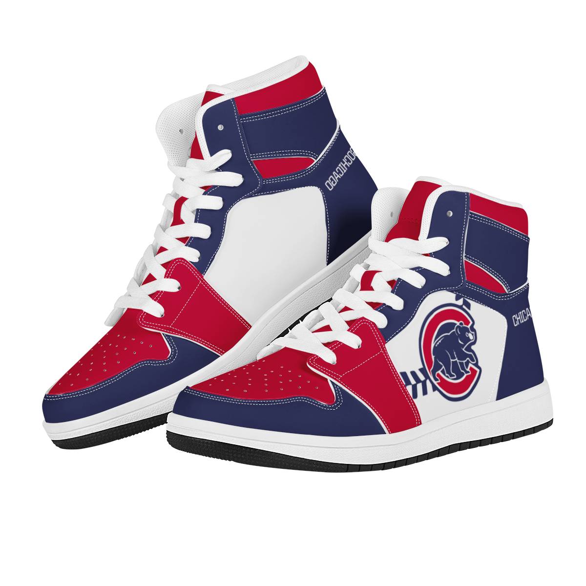 Men's Chicago Cubs High Top Leather AJ1 Sneakers 001